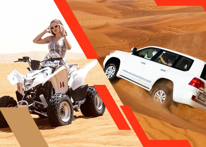 Morning desert safari in Dubai with a quad bike ride through the stunning sand dunes for an unforgettable adventure experience.